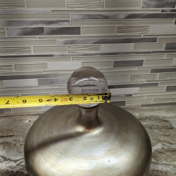 Carolyn Kinder Mid Century Brushed Aluminum vase with clear Ball 10"x 11" - Picture 6 of 14